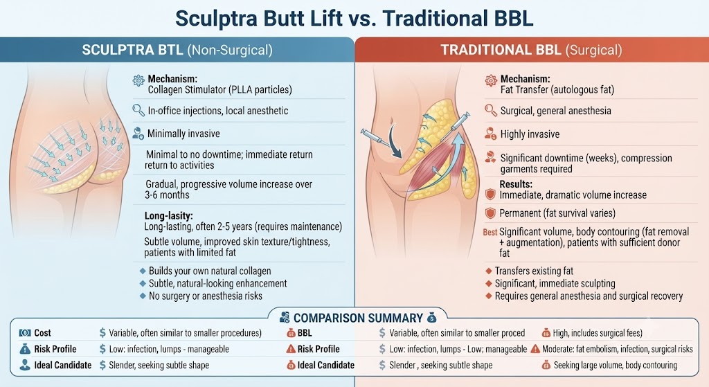 Sculptra vs. Traditional BBL